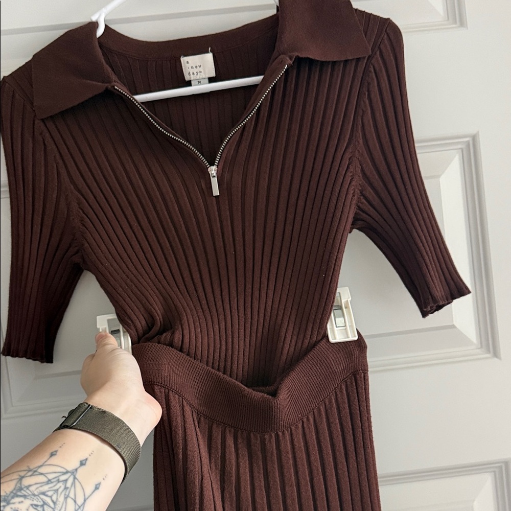 a new day Brown Ribbed Midi coord - Picture 4 of 6